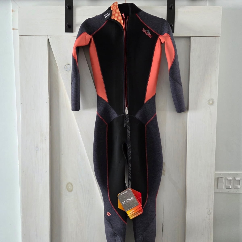 Women's Black and Red Wetsuit